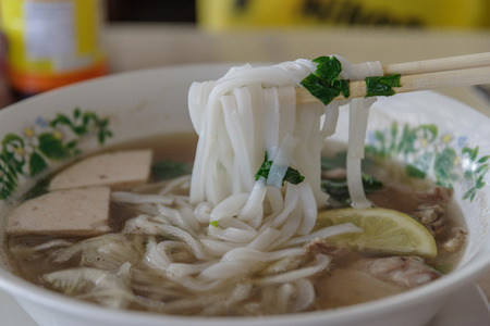 Vietnamese rice noodle Pho Ga with Lemonの写真素材