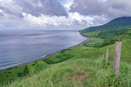 View from Vayang Rolling Hills, Ivatan Island, Batanes, Philippinesの写真素材