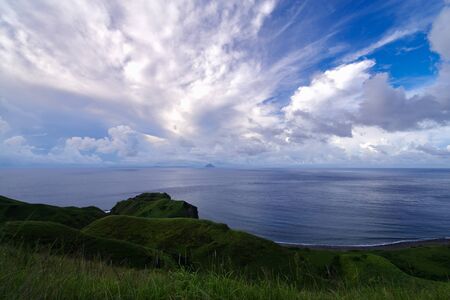 View from Vayang Rolling Hills, Ivatan Island, Batanes, Philippinesの写真素材