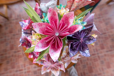 beautiful Hand made paper flowersの写真素材