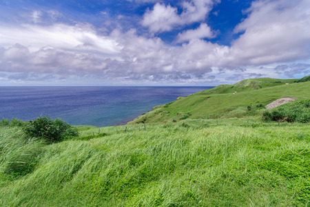 Beautiful view from Naidi Hills , Ivatan Island, Batanes , Philippinesの写真素材