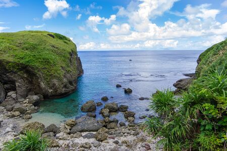 Blue Lagoon at Batan Island, Batanes, Philippinesの写真素材