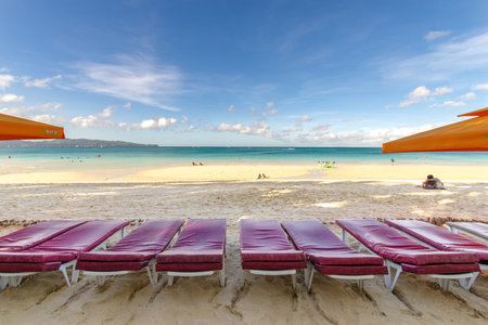 beautiful white beach in boracay, Philippinesのeditorial素材