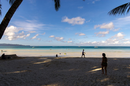 beautiful white beach in boracay, Philippinesのeditorial素材