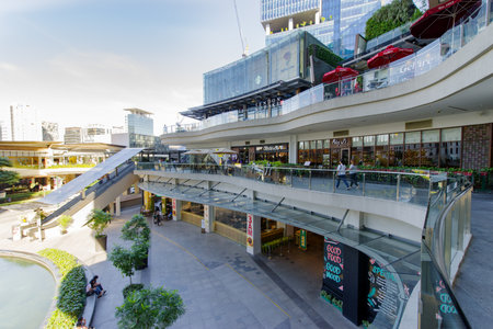 Feb 20,2018 View of shopping Up town mall from the second floor, Taguig City, Philippinesのeditorial素材