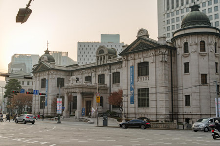 Mar 18,2018 at front of Bank of Korea Building, Seoul, Koreaのeditorial素材