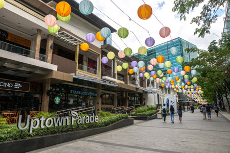 Manila Philippines - Apr 9,2018 Lantern decoration at Uptown mall in Fort Bonifacio