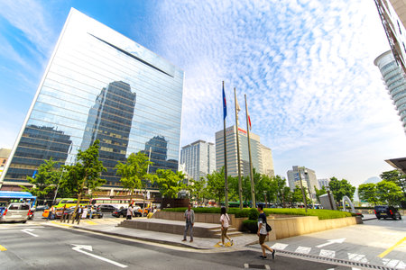 Seoul , South Korea : Jun 18, 2018 Street view at Sejong-daeroのeditorial素材