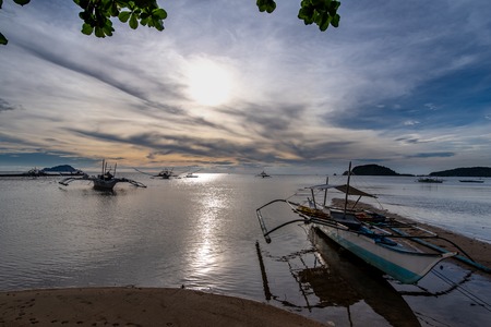 boat on the beach in Coron, Palawan , Philippinesの写真素材
