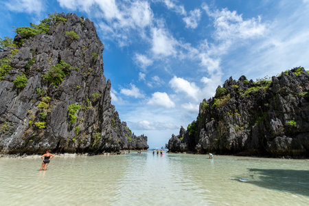 Beautiful landscape Hidden Beach in El nido, Palawan, Philippinesのeditorial素材
