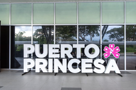 Nov 23, 2018 Puerto princesa sign on the aiport, Palawan, Philippinesのeditorial素材