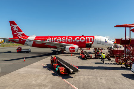 Nov 14, 2018 Airasia Aircraft waiting at the Manila airport, Metro Manila, Philippinesのeditorial素材