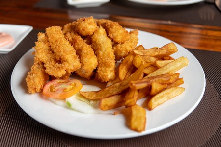 fish chips with french fired, Philippinesの写真素材