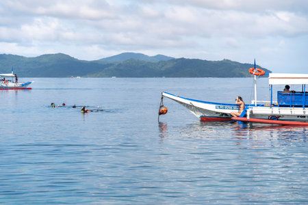 Dec 23,2018 tourists enjoy island hopping tour at Port Barton, Palawan, Philippinesのeditorial素材