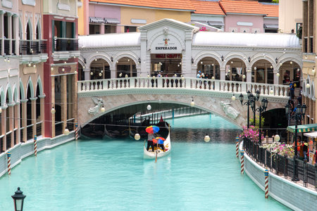 May 4, 2019 People who enjoy gondolas in the Venice grand canal mall, Metro Manila, Philippinesのeditorial素材