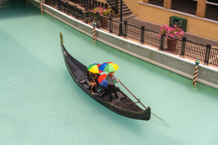May 4, 2019 People who enjoy gondolas in the Venice grand canal mall, Metro Manila, Philippinesのeditorial素材