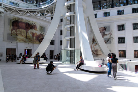 Jun 8, 2019 People viewing National Museum of Natural History exhibits, Manila, Philippinesのeditorial素材