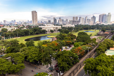 Manila cityscape from Intramuros, Philippinesのeditorial素材