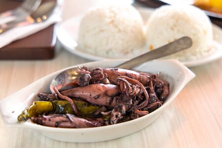 Traditional Philippines food-Adobong Pusit, Philippinesの写真素材