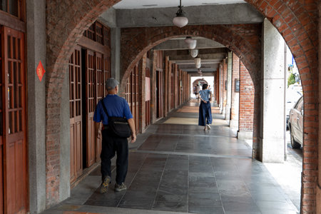 Aug 20, 2019 People walking at Ximen Bopiliao Historic Block, Taipei city, Taiwanのeditorial素材