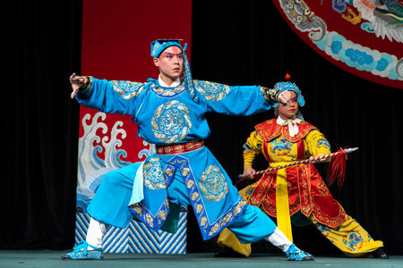 Aug 23,2019 Actor of the TaipeiEYE perform Legend of Eight Immortals Crossing the Sea at Li-Yuan Peking Opera Theatre, Taipei, Taiwanのeditorial素材