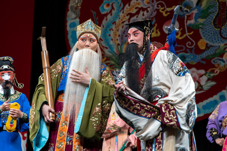 Aug 23,2019 Actor of the TaipeiEYE perform Legend of Eight Immortals Crossing the Sea at Li-Yuan Peking Opera Theatre, Taipei, Taiwanのeditorial素材