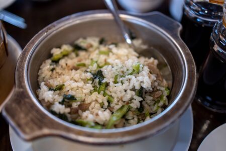 chinese steamed rice with pork and vegetable, Taipei, Taiwanの写真素材