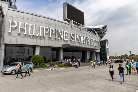 Sep 7, 2019 People waiting in front of the Philippine Sports Stadium, Bulacan, Philippines