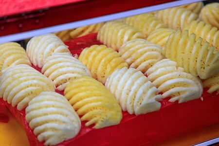 Peeled Pineapple for Sale in the Manila Street, Philippinesの写真素材
