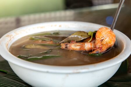 popular Filipino soup shrimp Sinigang, Philippinesの写真素材