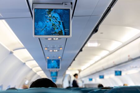On the plane information display, Philippinesの写真素材