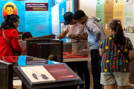 Jan 5, 2020 People viewing Museo ni Jose Rizal exhibits, Calamba, Philippinesのeditorial素材