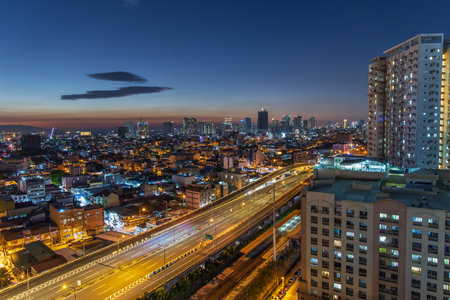 Apr 4, 2020 Manila City Landscape In Quarantine, Manila, Philippinesのeditorial素材