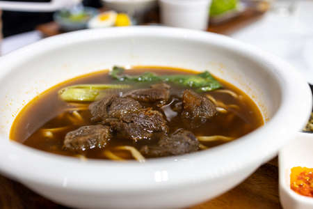 Popular Taiwanese Noodle Spicy Beef Noodles at Restaurant