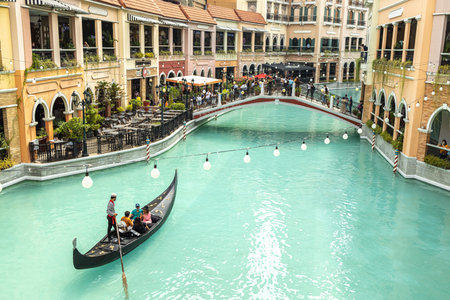 Aug 21, 2022 People who enjoy shopping on Saturday at Venice Grand Canal Mall in Taguig City, Metro Manila, Philippinesの写真素材