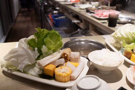 japanese cuisine in a restaurant in the city of Taipei in Taiwan in Asia.の写真素材