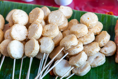Street food at a local market in the city of Manila in Philippines.の写真素材