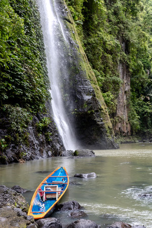 Pagsanjan Falls, also known as Cavinti Falls, is one of the most famous waterfalls in the Philippines.の写真素材