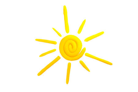 Bright plasticine sun at white background ????? ????????????? ?????? ?? ????? ????の写真素材