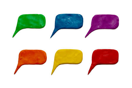 Plasticine speech bubbles. Isolated on whiteの写真素材