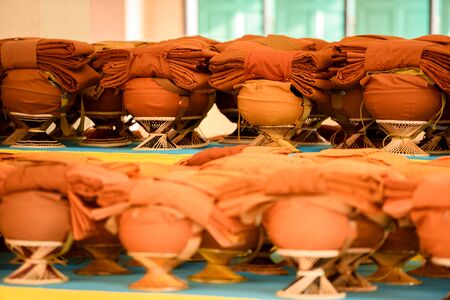 Thailand Culture with monk's bowl or almsbowl.のeditorial素材