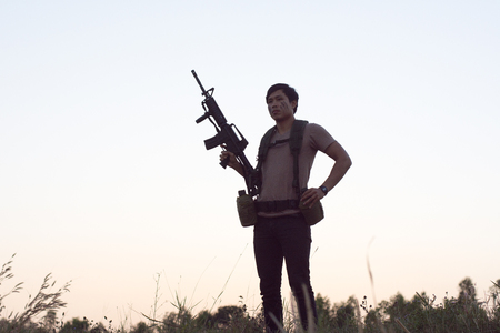 Mercenary gun battle.