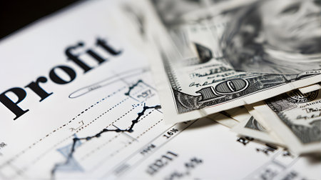 Dollars and financial charts. The concept of the stock market.の素材