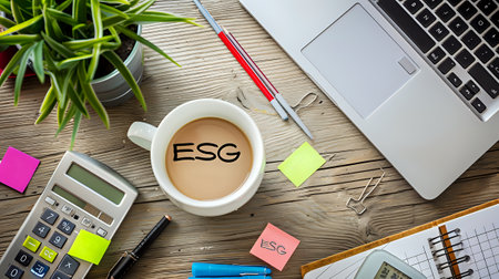 ESG (Environmental, Social, and Governance) is a set of criteria used to evaluate a company's impact on society, the environment, and the economy.の素材