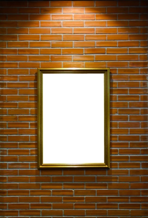 frame on brick wallの写真素材