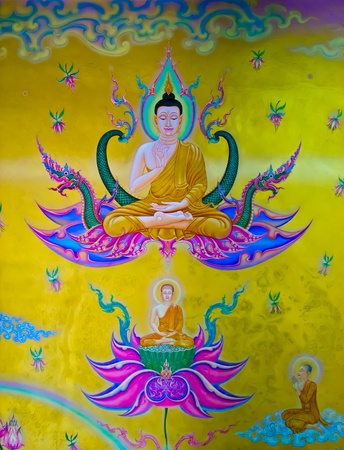 The Thai art of religion on wall of temple.のeditorial素材