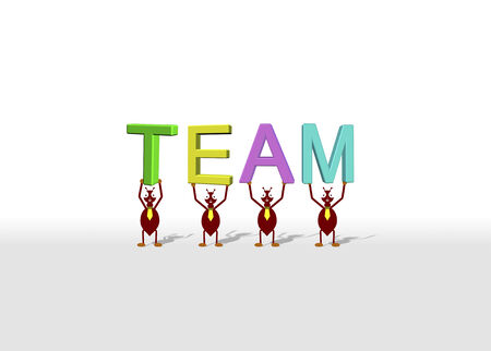 3d team  with worker ant businessの写真素材