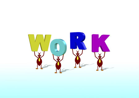 3d work with worker ant businessの写真素材