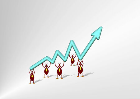 3d arrow with worker ant businessの写真素材