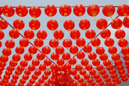 Red Chinese Lanterns decorateの写真素材